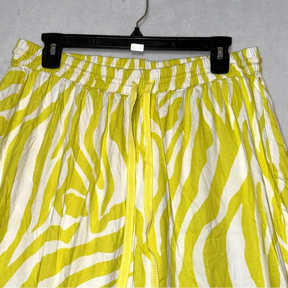 Anthropologie Yellow Zebra Print Wide Leg Pajama Lounge Pants L